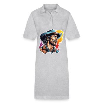 Cowboy / Far West / Désert / Lasso / Rodéo - Robe polo bio PAIGER Stanley/Stella Femme - gris chiné - Devant