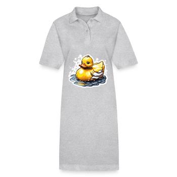 Canard en caoutchouc / canard en caoutchouc / eau / baignoire - Robe polo bio PAIGER Stanley/Stella Femme - gris chiné - Devant