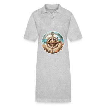 Kompass / Himmelsrichtung / Reisen / Survival - Stanley/Stella Frauen Bio-Polokleid PAIGER - Grau meliert - Vorne