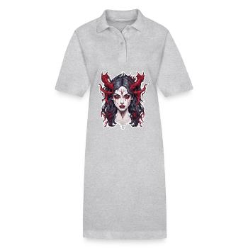 femme diabolique / sang / gothique / heavy metal - Robe polo bio PAIGER Stanley/Stella Femme - gris chiné - Devant