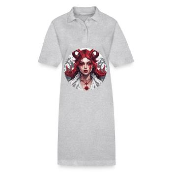 teuflische Frau / blut / Gothic / Heavy Metal - Stanley/Stella Frauen Bio-Polokleid PAIGER - Grau meliert - Vorne