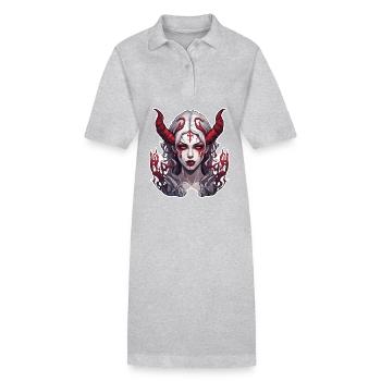 teuflische Frau / blut / Gothic / Heavy Metal - Stanley/Stella Frauen Bio-Polokleid PAIGER - Grau meliert - Vorne