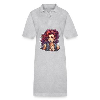 femme diabolique / sang / gothique / heavy metal - Robe polo bio PAIGER Stanley/Stella Femme - gris chiné - Devant