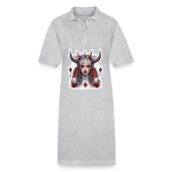 teuflische Frau / blut / Gothic / Heavy Metal - Stanley/Stella Frauen Bio-Polokleid PAIGER - Grau meliert - Vorne