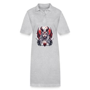femme diabolique / sang / gothique / heavy metal - Robe polo bio PAIGER Stanley/Stella Femme - gris chiné - Devant