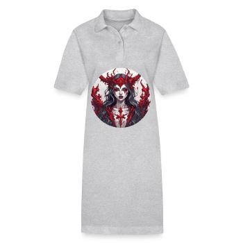 teuflische Frau / blut / Gothic / Heavy Metal - Stanley/Stella Frauen Bio-Polokleid PAIGER - Grau meliert - Vorne