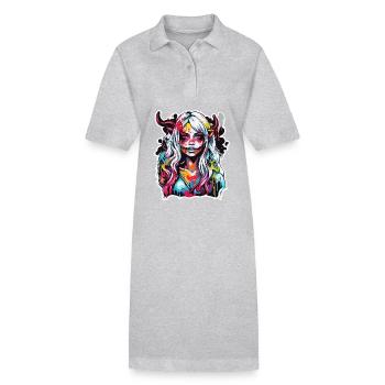 teuflische Frau / blut / Gothic / Heavy Metal - Stanley/Stella Frauen Bio-Polokleid PAIGER - Grau meliert - Vorne
