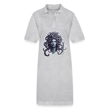 Medusa / griechische Mythologie / Schlangenkopf - Stanley/Stella Frauen Bio-Polokleid PAIGER - Grau meliert - Vorne
