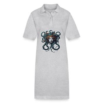 Medusa / griechische Mythologie / Schlangenkopf - Stanley/Stella Frauen Bio-Polokleid PAIGER - Grau meliert - Vorne