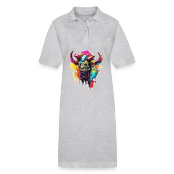 Minotaure / Mythologie grecque / Créature - Robe polo bio PAIGER Stanley/Stella Femme - gris chiné - Devant