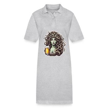 Medusa / griechische Mythologie / Schlangenkopf - Stanley/Stella Frauen Bio-Polokleid PAIGER - Grau meliert - Vorne