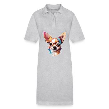 Chihuahua / petit chien / animal / minuscule / race - Robe polo bio PAIGER Stanley/Stella Femme - gris chiné - Devant