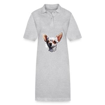 Chihuahua / petit chien / animal / minuscule / race - Robe polo bio PAIGER Stanley/Stella Femme - gris chiné - Devant