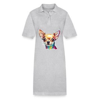 Chihuahua / petit chien / animal / minuscule / race - Robe polo bio PAIGER Stanley/Stella Femme - gris chiné - Devant