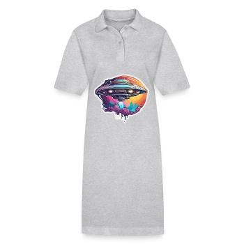Alien / Raumschiff / Ufo / Area 51 / All / Mars - Stanley/Stella Frauen Bio-Polokleid PAIGER - Grau meliert - Vorne