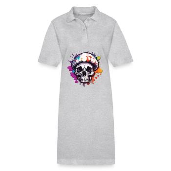 Mushroom / Mushroom / Meadow / Forest / Goa / Psy - Stanley/Stella PAIGER Organic Women’s Polo Dress - heather grey - Front