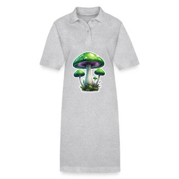 Pilz / Mushroom / Wiese / Wald / Goa / Psy - Stanley/Stella Frauen Bio-Polokleid PAIGER - Grau meliert - Vorne