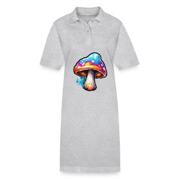 Pilz / Mushroom / Wiese / Wald / Goa / Psy - Stanley/Stella Frauen Bio-Polokleid PAIGER - Grau meliert - Vorne