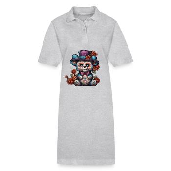 Teddybär / Kuscheltier / Stofftier / Geschenkidee - Stanley/Stella Frauen Bio-Polokleid PAIGER - Grau meliert - Vorne
