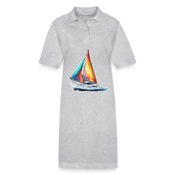 Pirate Ship / Boat / Sea / Ocean / Waves - Stanley/Stella PAIGER Organic Women’s Polo Dress - heather grey - Front