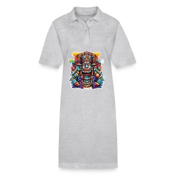 Maya / Haute Culture / Pérou / Calendrier Maya / Motif - Robe polo bio PAIGER Stanley/Stella Femme - gris chiné - Devant