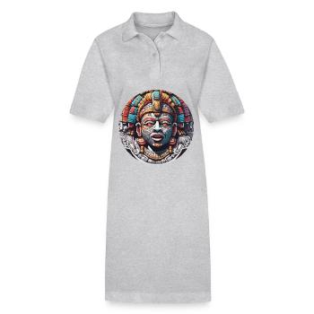 Maya / Haute Culture / Pérou / Calendrier Maya / Motif - Robe polo bio PAIGER Stanley/Stella Femme - gris chiné - Devant