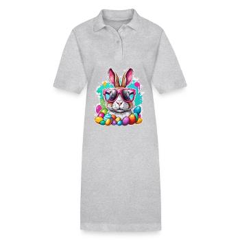 Osterhase / Ostern / Eier / Feiertage / Osterfest - Stanley/Stella Frauen Bio-Polokleid PAIGER - Grau meliert - Vorne
