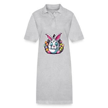 Osterhase / Ostern / Eier / Feiertage / Osterfest - Stanley/Stella Frauen Bio-Polokleid PAIGER - Grau meliert - Vorne