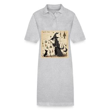 Hexenhandbuch / Zauberbuch / Halloween / Herbst - Stanley/Stella Frauen Bio-Polokleid PAIGER - Grau meliert - Vorne