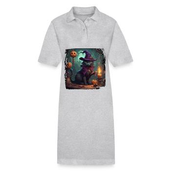 Hexenhandbuch / Zauberbuch / Halloween / Herbst - Stanley/Stella Frauen Bio-Polokleid PAIGER - Grau meliert - Vorne
