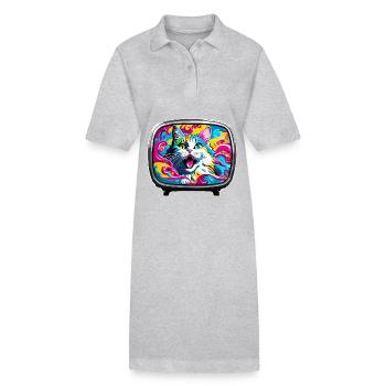 TV / Television / Analogue / Tube TV / Retro - Stanley/Stella PAIGER Organic Women’s Polo Dress - heather grey - Front