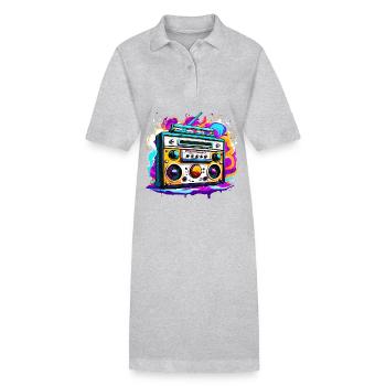 Radio / Analog / Music / Frequency / Speakers - Stanley/Stella PAIGER Organic Women’s Polo Dress - heather grey - Front