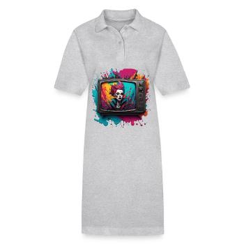 TV / Television / Analogue / Tube TV / Retro - Stanley/Stella PAIGER Organic Women’s Polo Dress - heather grey - Front