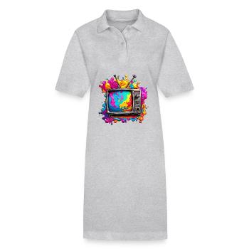 TV / Television / Analogue / Tube TV / Retro - Stanley/Stella PAIGER Organic Women’s Polo Dress - heather grey - Front