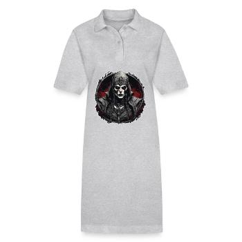 Gothic / Dunkelheit / Mystik / Schatten / Grusel - Stanley/Stella Frauen Bio-Polokleid PAIGER - Grau meliert - Vorne