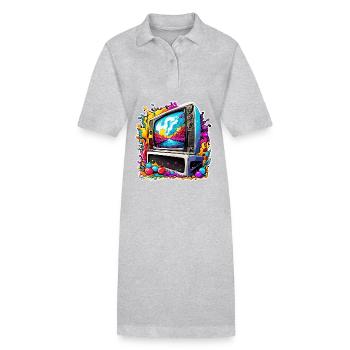 TV / Television / Analogue / Tube TV / Retro - Stanley/Stella PAIGER Organic Women’s Polo Dress - heather grey - Front