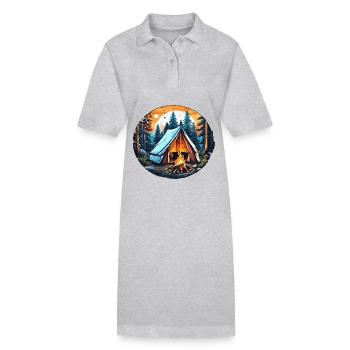 Forest / River / Wild / Life / River / Trees - Stanley/Stella PAIGER Organic Women’s Polo Dress - heather grey - Front