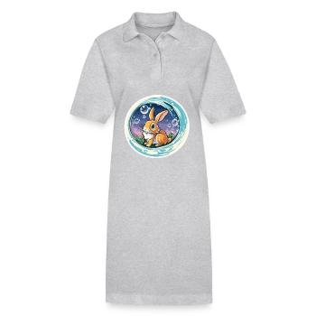 Tier in Seifenblase / kindlich / niedlich / Hase - Stanley/Stella Frauen Bio-Polokleid PAIGER - Grau meliert - Vorne