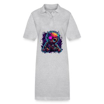 Horror Puppe / Halloween / gruselig / düster - Stanley/Stella Frauen Bio-Polokleid PAIGER - Grau meliert - Vorne