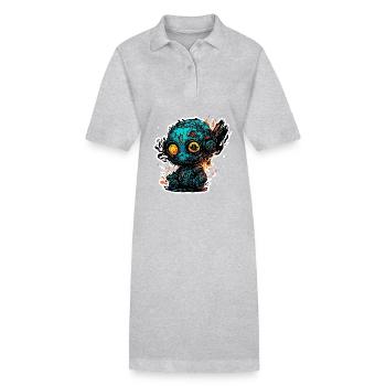 Horror Puppe / Halloween / gruselig / düster - Stanley/Stella Frauen Bio-Polokleid PAIGER - Grau meliert - Vorne