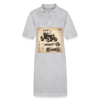 Bauplan / Sepia / Vintage / Retro / Traktor - Stanley/Stella Frauen Bio-Polokleid PAIGER - Grau meliert - Vorne
