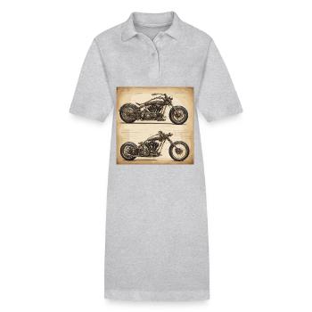 Bauplan / Sepia / Vintage / Retro / Motorrad - Stanley/Stella Frauen Bio-Polokleid PAIGER - Grau meliert - Vorne