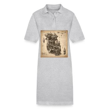 Bauplan / Sepia / Vintage / Retro / Flaschen - Stanley/Stella Frauen Bio-Polokleid PAIGER - Grau meliert - Vorne