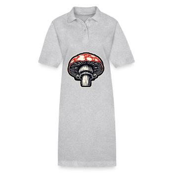 Pilz / Mushroom / Wiese / Wald / Goa / Psy - Stanley/Stella Frauen Bio-Polokleid PAIGER - Grau meliert - Vorne