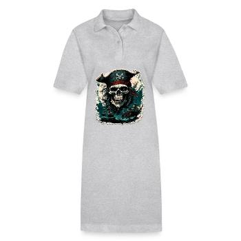 Pirat / Ahoi / Anker / Kapitän / Totenkopf / Rum - Stanley/Stella Frauen Bio-Polokleid PAIGER - Grau meliert - Vorne