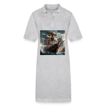 Schiff / Boot / Anker / Meer / Ocean / Kapitän - Stanley/Stella Frauen Bio-Polokleid PAIGER - Grau meliert - Vorne