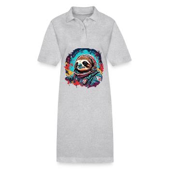 Astronaute / Espace / Animal / Paresseux / Vaisseau spatial - Robe polo bio PAIGER Stanley/Stella Femme - gris chiné - Devant