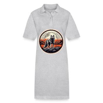 Wolf / Rudel / Wald / Wild / Tierwelt / heulen - Stanley/Stella Frauen Bio-Polokleid PAIGER - Grau meliert - Vorne
