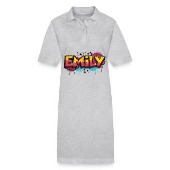 Emily Graffiti Cool Name First Name - Stanley/Stella PAIGER Organic Women’s Polo Dress - heather grey - Front