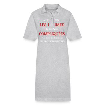 Les femmes ne sont pas compliquées - Robe polo bio PAIGER Stanley/Stella Femme - gris chiné - Devant